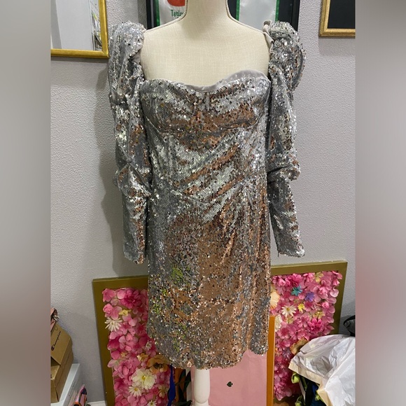 Ellae Lisque Silver Sequin Dress - Picture 2 of 4